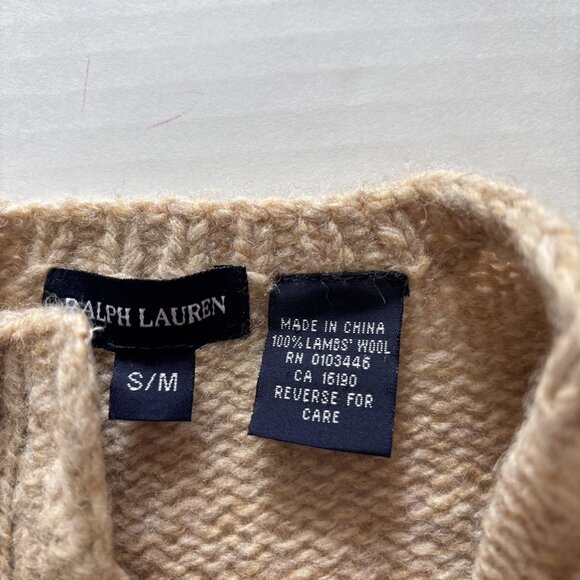 Ralph Lauren Tan Baby Girl Sweater Size 3-6 Mo - Picture 3 of 5